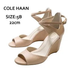 コールハーン 美品 オープントゥ ウェッジサンダル ピンクベージュ系 5B 22.0cm セイディ グランド W13852 本革 レザー Cole Haan ◆Y6