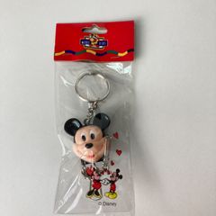 M0804F ミッキー　ミッキーマウス　キーホルダー　ディズニー　レトロ　当時物　希少　レア　未使用　未開封　長期保管品