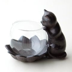 花瓶 花びん ガラス フラワーベース 猫 ねこ 雑貨 置物 置き物 子ネコのミ 