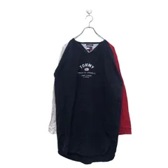 TOMMY HILFIGER 長袖 プリント Tシャツ M トミーヒルフィガー ネイビー ホワイト レッド ラグラン 古着卸 アメリカ仕入 a603-6751