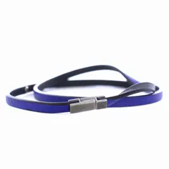 サンローラン パリ SAINT LAURENT PARIS IDプレート ブレスレット メタルプレート レザー 紺 ネイビー /BM ■OHのサムネイル