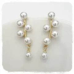 5連パールピアス　揺れる　韓国　上品　シルバー925 パーティ　結婚式　二次会　入学式　入園式　卒業式　卒園式　カジュアル　S925ポスト　おしゃれ