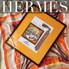 ＜1968 広告＞ HERMES エルメス カレ ネクタイ ポスター ヴィンテージ アートポスター フレーム付き インテリア モダン おしゃれ かわいい 壁掛け オレンジ ポップ レトロ スカーフ