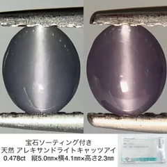 宝石ソーティング付き 天然 アレキサンドライトキャッツアイ 0.478ct