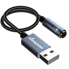 KOOPAO USB - 3.5mmジャックオーディオアダプター 2イン1 外部USBサウンドカード 3.5mm AuxからUSBからオーディオジャックサウンドアダプター CTIA OMTPヘッドフ [24ビット/96kHz。] [35cm / 13.5in]