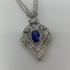 【中古】【セールSALE】 TASAKI 田崎タサキ 　鑑別書付き　ブルーサファイア　ダイヤモンド　Pt900 　ネックレス