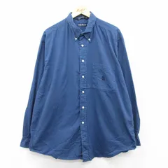 XL/古着 ノーティカ 長袖 ブランド シャツ メンズ 90s ワンポイントロゴ 大きいサイズ ロング丈 コットン ボタンダウン 紺 ネイビー 25sep0