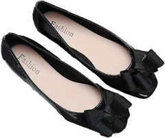 [レリカ] Le Li Ca レインシューズ パンプス ローファー リボン 防水 レディース バレエ 大きい 軽量 カジュアル レインシューズカバーブック スニーカー 22.0～22.5cm(ブラック,  22.0～22.5 cm)