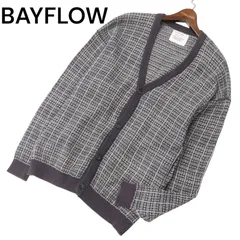 23SS★ BAYFLOW ベイフロー 通年★ チェック 格子 ニット Vネック カーディガン 羽織り オーバーサイズ Sz.F メンズのサムネイル