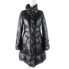 美品★BURBERRY BLUE LABEL バーバリーブルーレーベル FRF03-620-09 ロゴボタン付 裏地チェック柄 スタンドカラー ダウンコート 黒 40 美品☆BURBERRY BLUE LABEL バーバリーブルーレーベル FRF03-620-09