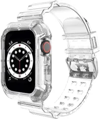 コンパチブル apple watch バンド アップルウォッチバンド スポーツバンド 一体型交換用ベルト 透明 クリア 耐衝撃ベルト iWatch Series 49mm 45mm 44mm 42mm 41mm 40mm 38mm 9/Ultra2