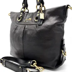 ✨良品✨ COACH コーチ 2way ショルダーバッグ トートバッグ ホースアンドキャリッジ ゴールド金具 ロゴ型押し A4収納 大容量 肩掛け 斜め掛け レザー レディース ブラック 黒色