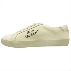 未使用 サンローラン パリ SAINT LAURENT PARIS コート クラシック SL 06 スニーカー COURT CLASSIC SL/06 シューズ ローカット キャンバス レザー ダメージ加工 ロゴ 36.5 23.5cm オフホワイト ◆７のサムネイル