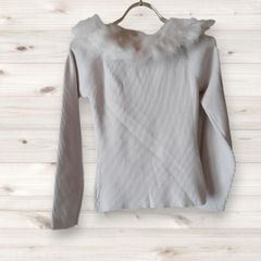 A0894 ヴィンテージ Vintage ニットセーター 長袖 (ベージュ) ファー