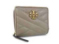 TORY BURCH トリーバーチ キラ レザー ラウンドファスナー 二つ折り 財布 ウォレット 札入れ 小銭入れ グレージュ系 DH9109