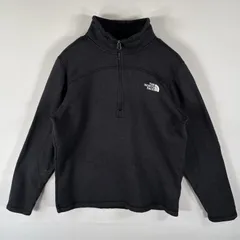 古着 ザ・ノースフェイス THE NORTH FACE フリースジャケット ハーフジップ プルオーバー ワンポイント刺繍ロゴ L  ブラック メンズ