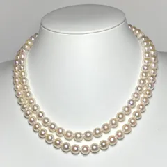 照り強✨あこや真珠 2連ネックレス 6.8-7.6mm シルバー刻印 照り強✨あこや真珠 2連ネックレス 6.8-7.6mm シルバー刻印 ネックレス