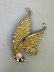 本真珠 パール 6.9mm ゴールド 蝶々 ブローチ