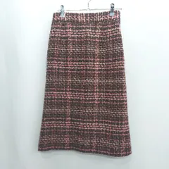 ◇ ⊇ NATURAL BEAUTY BASIC ツイード柄 膝下丈 タイト スカート サイズS ブラウン系 レディース E  【1501160032232】