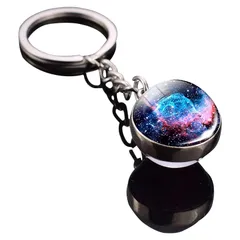 【在庫処分】[LQYYDS] 銀河惑星キーホルダートレンディ太陽系アートピクチャーガラスボールキーチェーン・ムーン地球火星ダブルサイドペンダント宇宙ジュエリー キーホルダー金属チェーン