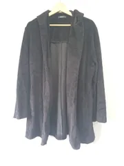 ◇ ⊇ COMME CA ISM コムサイズム ベロア調 フーディ 長袖 カーディガン サイズM ブラック系 メンズ E  【1508060008312】