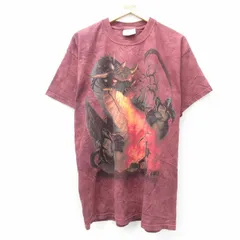 XL/古着 THE MOUNTAIN 半袖 ビンテージ Tシャツ メンズ 00s ドラゴン コットン クルーネック エンジ他 タイダイ 25jul29 中古