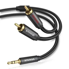 RCA 3.5mm 変換ケーブル VANAUX 3.5mm rcaオーディオケーブル(オス-オス)タブレット／ノートPC／スピーカー／テレビ／スマートフォン／プロジェクターなどに対応 (1M ブラック)