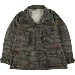 古着 迷彩柄 タイガーストライプカモ リップストップ ミリタリージャケット USA製 X-LARGE REGULAR メンズXL相当/eaa574736
