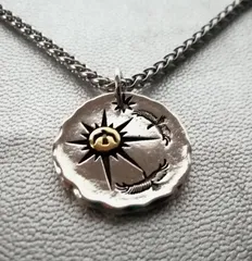 新品【インディアンジュエリー】イーグル 太陽 サンバースト ペンダント ネックレス チェーン シルバー 銀 チェーン付属 アクセサリー メンズ レディース フリーサイズ ジュエリー ビンテージ アンティーク Silver Plated【残りわずか】