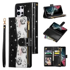 【数量限定】軽量 薄型 ースタンド機能全面保護 財布型スマホケース 耐衝撃 マグネット式 ローズ柄ケース 落下防止 カード収納手帳型ケース ジッパー付き携帯電話ケース 携帯カバー 内蔵マグネット 手帳型ケース 高質PUレザー 人気おしゃれケース ケース 用 キ