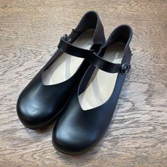 pedala【23.0】レザー ストラップ コンフォート フラット パンプス 黒