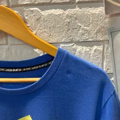 古着　L adidas ロゴプリント　ブルー　青　Tシャツ