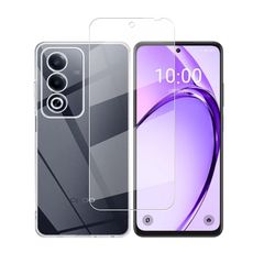 Koucfum 対応 OPPO A3 5G A402OP 用の ガラスフィルム+クリア ケース 透明 ソフト OPPO A3 5G A402OP 用保護フィルム 1枚【旭硝子素材製】 硬度9H 高透過率 飛散防止 自?吸着 OPPO A3 5G A402OP 