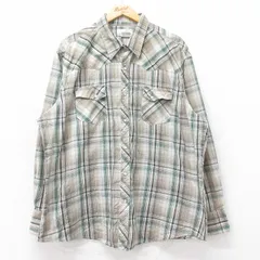 XL/古着 ラングラー 長袖 ウエスタン シャツ メンズ 大きいサイズ ロング丈 緑他 グリーン チェック 25oct14 中古 トップス