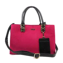 ディーケリー D.KELLY エコスエード 2way ハンドバッグ ショルダーバッグ パスケース付き ピンク DK-BL-952