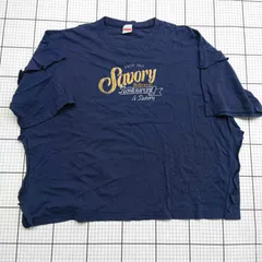 ◇ ⊂ niko and … ニコアンド カジュアル 半袖 プリントフリルTシャツ サイズL ネイビー系 レディース E  【1509100031383】