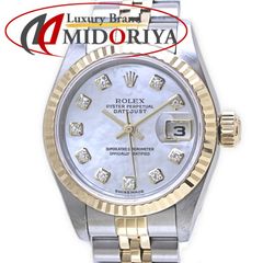 ROLEX ロレックス デイトジャスト 10Pダイヤモンド ホワイトシェル 79173NG 【磨き済】【中古】 腕時計 レディース K18YG イエローゴールドxステンレススチール/40077