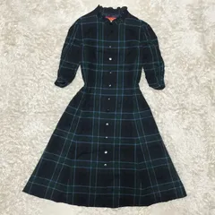 【美品】York land　チェック シャツワンピース　バンドカラー　9AR М相当 ブラックウォッチ　タータンチェック