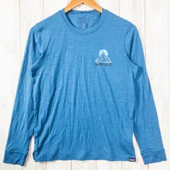 【Men's XS ブルー系】 Patagonia ( パタゴニア ) ロングスリーブ キャプリーン クール メリノ グラフィック シャツ メリノウール ウェア トップス インナー シャツ ロングスリーブTシャツ クルーネック ウール z00