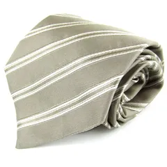 ダーバン ネクタイ ストライプ柄 シルク混 イタリア生地 ブランド メンズ カーキ Durban 【中古】