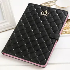 ☆ ブラック ☆ iPad10.2inch(iPad9/iPad8/7) ☆ iPadケース ダイヤキルティング iPadケース おしゃれ カバー Air2 Air3 iPad10 ケース アイパッド 保護カバー スタンド 手帳型 上品 かわいい レディース