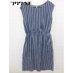 ◇ ELLE エル ストライプ　ウエストゴム　ノースリーブ 膝丈 ワンピース サイズ38 ネイビー　ホワイト レディース  【中古】 【1106230006450】のサムネイル