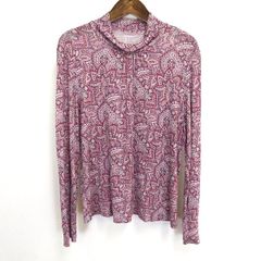 a レリアン Leilian カットソー 13+ ピンク系 マルチ 総柄 長袖