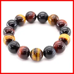 【激安！】★金運・仕事運・財運　オリジナル巾着袋付き[b187] 石輝　AAAAランク天然石3色ミックスタイガーアイ14ｍｍ数珠ブレスレット★パワーストーン
