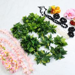 【フラダンス 小物 まとめ売り】全18点 セット フラワーレイ シェルレイ リーフレイ 花 頭飾り 造花 ダンス用 タヒチアン 民族舞踊 民族 アロハ ハワイ ハワイアン アクセサリー 小道具 飾り クリップ
