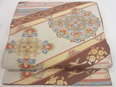 ♦︎きもの結♦︎六通柄袋帯 唐織 正倉院文様 金糸 正絹 美品♦︎1 六通柄袋帯 唐織 正倉院 花文 金銀糸 正絹 - メルカリ