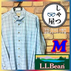 ME6-243★アメリカ買付品★美品【L.L.Bean エルエルビーン】長袖 チェック柄 コットンシャツ【メンズ M】水色 長袖シャツ BDシャツ