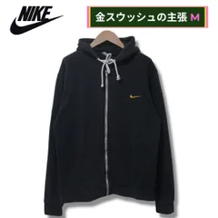 ナイキ ジップアップパーカー M ブラック 00s ソロスウッシュ NIKE ロゴ 刺繍 ジップアップフーディー フーディー パーカー 金 ゴールド ストリート Y2K スポーツミックス 古着 C4090