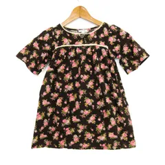 アーヴェーヴェー ワンピース トップス 五分袖 花柄 チュニック キッズ 女の子用 110サイズ ブラウン a.v.v 【中古】