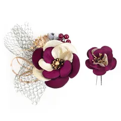 髪飾り 成人式 つまみ細工 振袖 前撮り 袴 花 2点セット 紫 ゴールド 黒 ちりめん ベロア レース 組紐 大きい 小さい かんざし No.12-0355